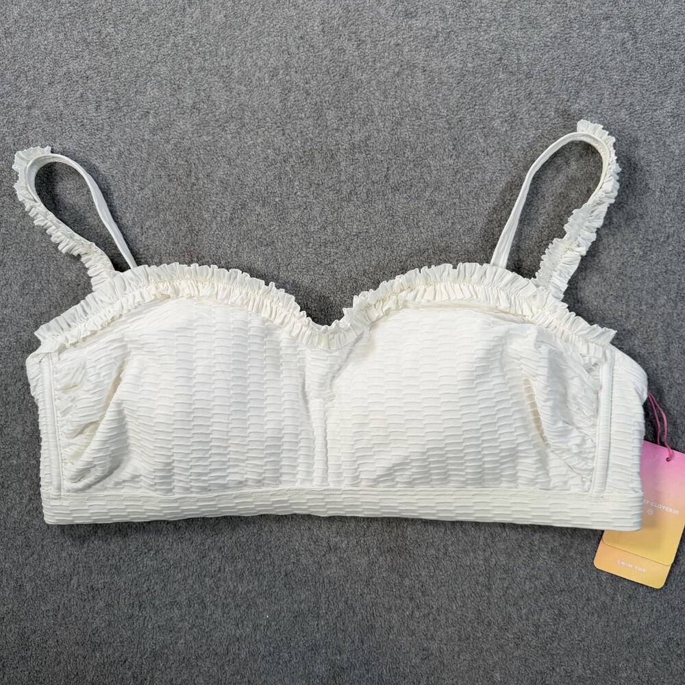 Stoney Clover Lane Target White Ruffle Bikini Top Women's 1X New Adjustable Stra
